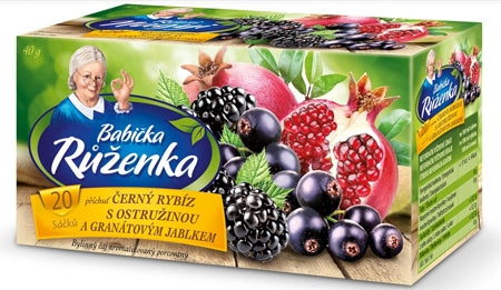 Čaj Babička-Ruženka s príchuťou čiernej ríbezle, ostružín a granátového jablka 40g. / 1bal